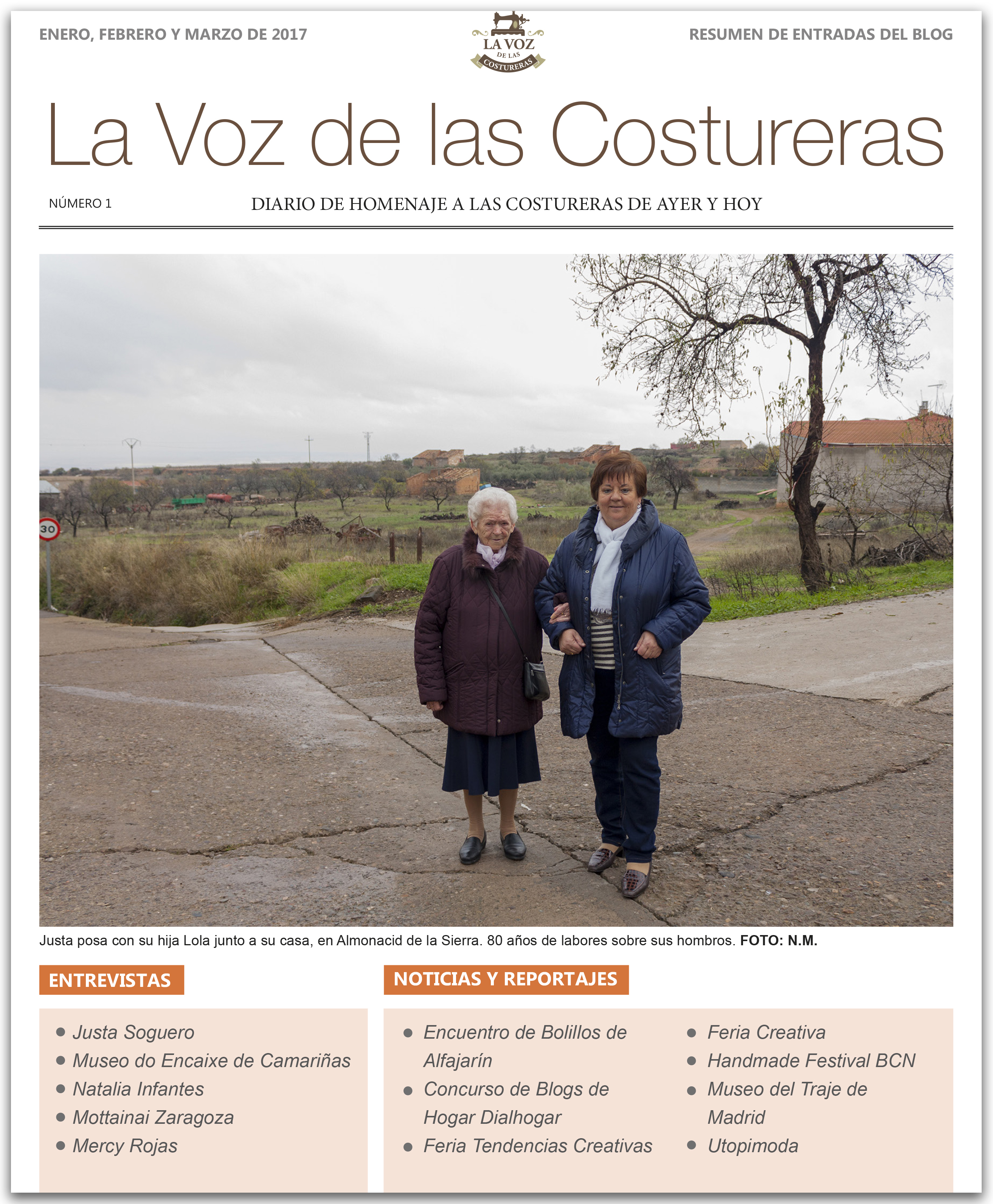 La Voz de las Costureras, resumen post 1º trimestre 2017 en www.blurb.es